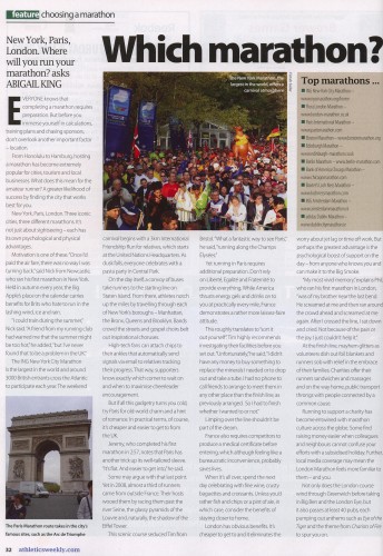 Which marathon? text by Abigail King for Athletics Weekly