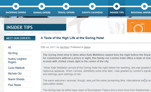 Travel Article on Tea at the Goring Hotel, London