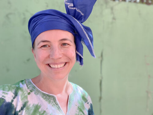 Abigail King in traditional Gambian clothing